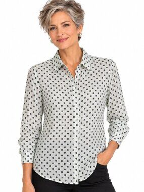 Equipment Femme Black Grey Geometric Print Shirt